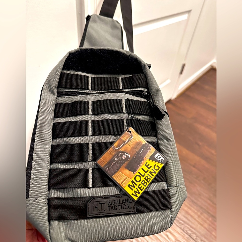 Highland Tactical EXPO Molle Webbing Crossbody Bag Adjustable Sling Bag - Gray